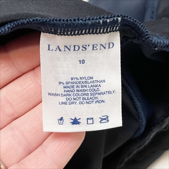 Lands’ End One Piece Swimsuit 10 navy blue solid minimal minimalist swim classic - Picture 7 of 9